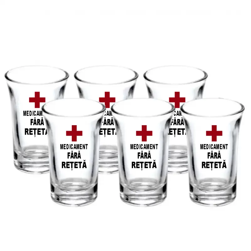 Medicament fara reteta, set 6 pahare shout cu mesaje